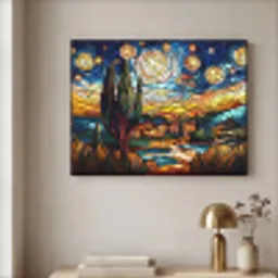 Hemel - Sterren - Mozaïek - Huizen Textielframe zwart klein -sfeer2
