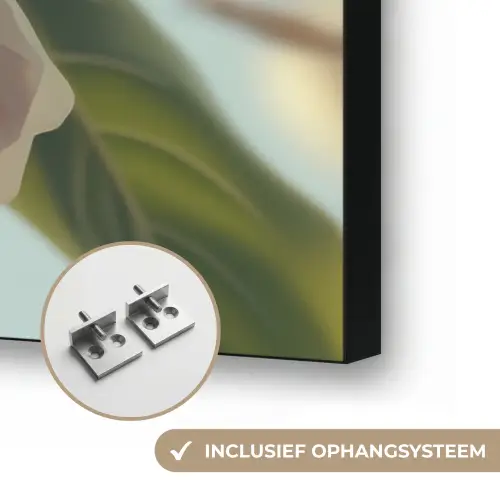 Bloesems - Wit - Zonnestralen -  Bloemblaadjes Textielframe zwart klein -USP_ophangsysteemNL