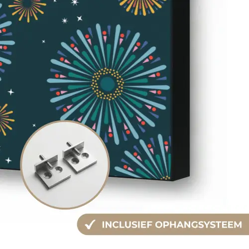 Blauw - Patroon - Retro Textielframe zwart klein 947 -USP_ophangsysteemNL