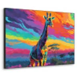 Giraffe - Savanna - Lucht - Gekleurd Textielframe - compleet frame klein -3d