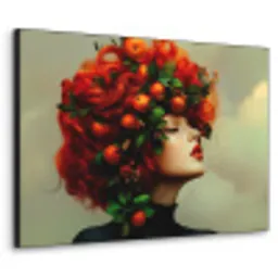Vrouw - Appels - Rood - Bladeren Textielframe zwart klein -3d