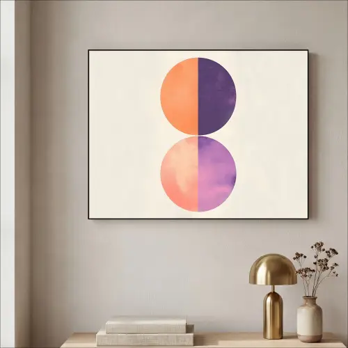 Abstract - Cirkels - Paars Textielframe zwart klein -sfeer2