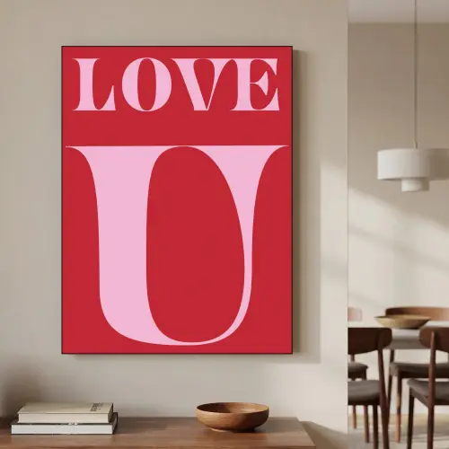 Rood - Love - Valentijn - Roze Textielframe zwart klein -sfeer2