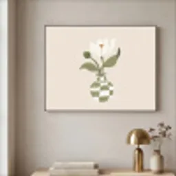 Vaas - Geruit - Bloem - Groen Textielframe - compleet frame klein -sfeer2