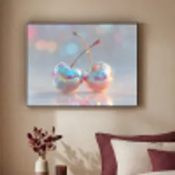 Kersen - Glanzend - Regenboogkleur Textielframe zwart klein -sfeer1