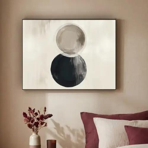Cirkels - Vorm - Beige - Abstract Textielframe - compleet frame klein -sfeer1