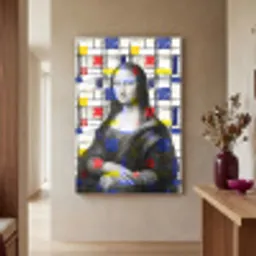 Mona Lisa - Mondriaan - Oude Meesters Textielframe wit middel -sfeer2