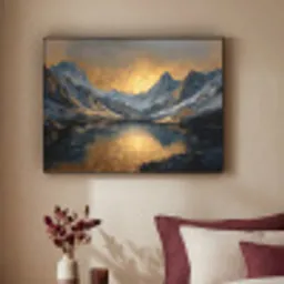 Berglandschap met Gouden Zonsondergang Textielframe zwart klein -sfeer1