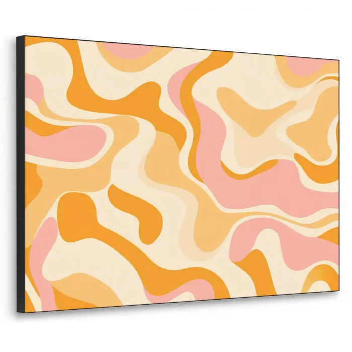 Abstract - Golvend - Oranje Textielframe - compleet frame klein -3d