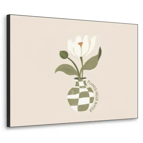 Bloem - Wit - Vaas - Quote Textielframe - compleet frame klein -3d