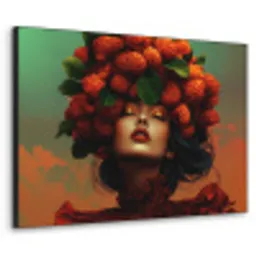 Vrouw - Frambozen - Bladeren Textielframe zwart klein -3d