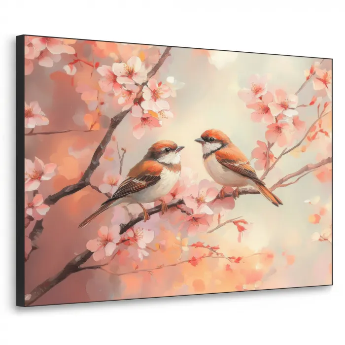 Vogels - Romantic - Bloesemtak Textielframe - compleet frame klein -3d