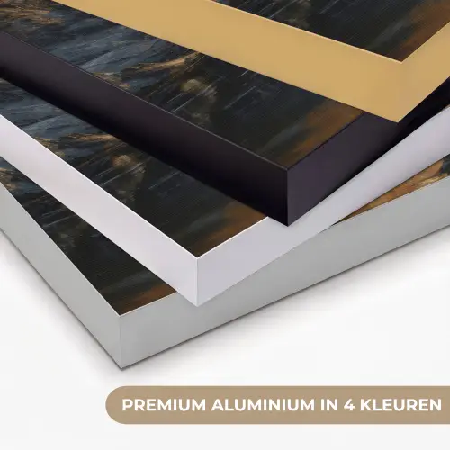 Berglandschap met Gouden Zonsondergang Textielframe zwart klein -USP_kleurenNL