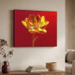 Bloem - Goud - Glazen Textielframe zwart klein -sfeer3