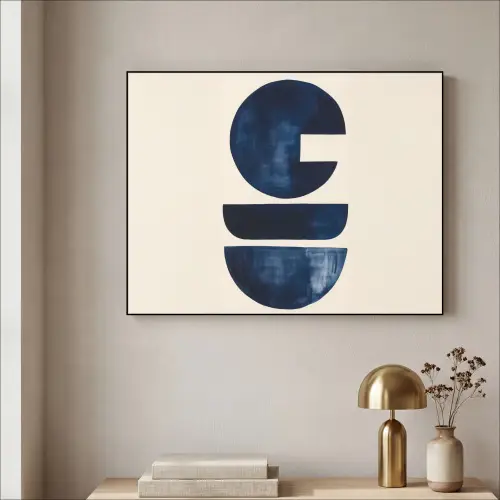 Vormen - Blauw - Abstract Textielframe - compleet frame klein -sfeer2