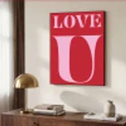Rood - Love - Valentijn - Roze Textielframe zwart klein -sfeer3