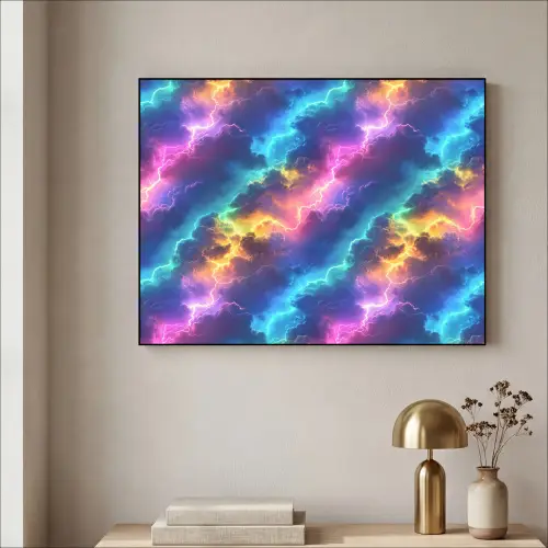 Storm - Bliksem - Regenboog Textielframe zwart klein 947 -sfeer2
