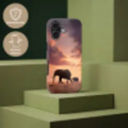 Olifanten - Grasland - Zonsondergang Toughcase MagSafe Apple iPhone 17 klein -USP_PrintM_NL