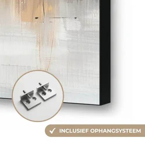 Abstract - Modern - Beige - Aesthetic - Goud Textielframe zwart klein -USP_ophangsysteemNL
