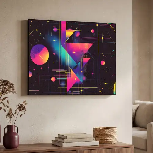 Driehoeken - Cirkels - Abstract - Sterren Textielframe zwart klein -sfeer3