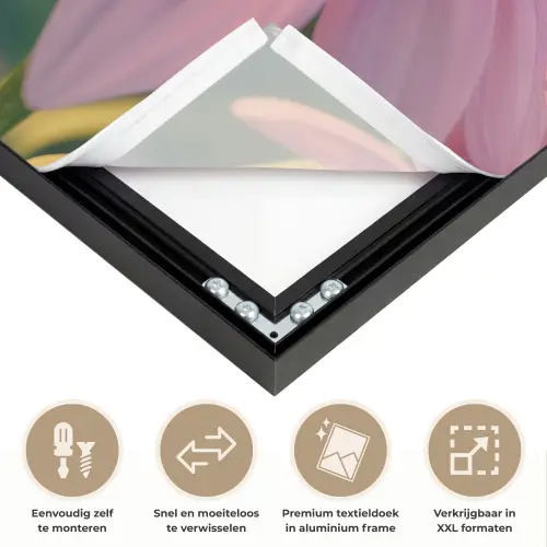 Bloemen - Paars - Bijen Textielframe zwart klein -USP_closeupNL
