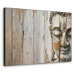 Boeddha - Houtlook - Modern - Industrieel Textielframe zwart klein -3d