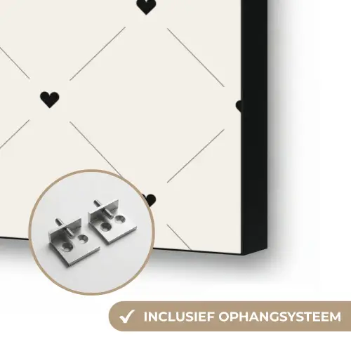 Streep - Hart - Wit - Zwart Textielframe zwart klein 947 -USP_ophangsysteemNL