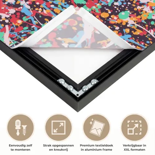 Spat - Abstract - Waterverf - Multi Textielframe zwart klein 947 -USP_feed_closeupNL