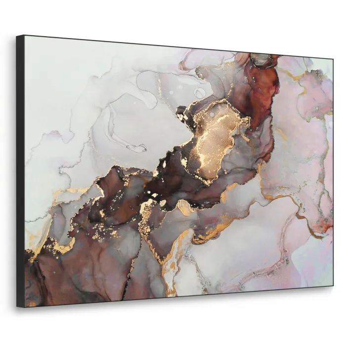 Rood - Marmer - Goud Textielframe - compleet frame klein -3d