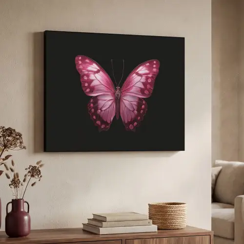 Vlinder - Fuchsia - Grafisch Textielframe - compleet frame klein -sfeer3