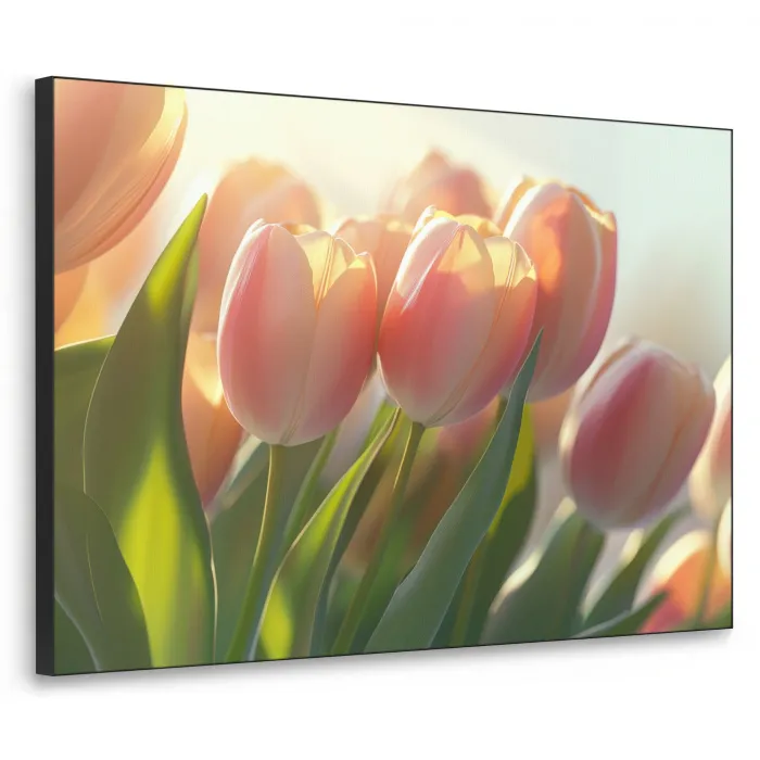 Tulpen - Roze - Zonnestralen Textielframe - compleet frame klein -3d