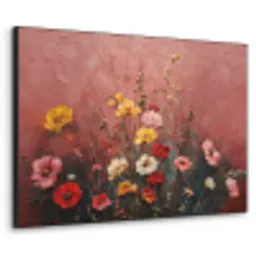 Bloemenboeket - Fijne details - Roze Textielframe zwart klein -3d