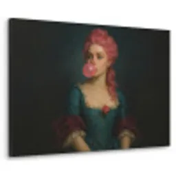Vrouw - Portret - Kauwgombel Textielframe - compleet frame klein -3d