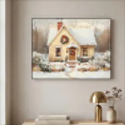 Kerst - Huis - Winter - Sneeuw Textielframe - compleet frame klein -sfeer2