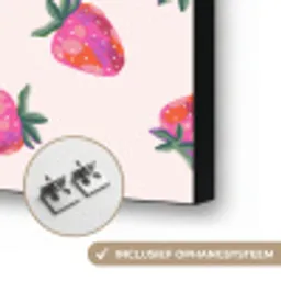 Aardbeien - Rood - Roze - Patroon Textielframe zwart klein 947 -USP_ophangsysteemNL