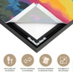 Giraffe - Savanna - Lucht - Gekleurd Textielframe zwart klein -USP_closeupNL