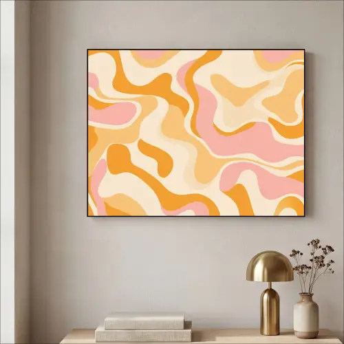 Abstract - Golvend - Oranje Textielframe - compleet frame klein -sfeer2