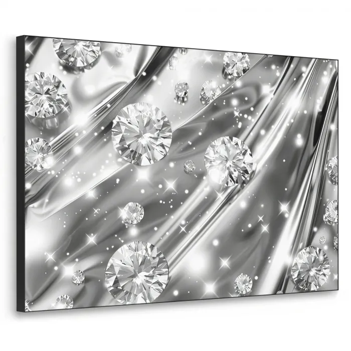 Abstract - Diamant - Luxe - Modern - Zilver Textielframe - compleet frame klein -3d