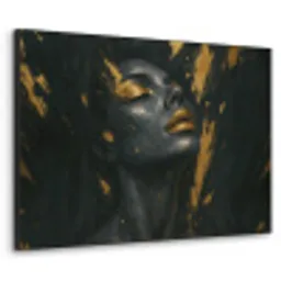 Gezicht - Vrouw - Verfspatten - Abstract Textielframe zwart klein -3d