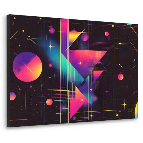 Driehoeken - Cirkels - Abstract - Sterren Textielframe zwart klein -3d