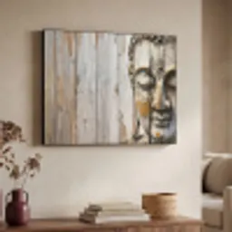 Boeddha - Houtlook - Modern - Industrieel Textielframe zwart klein -sfeer3