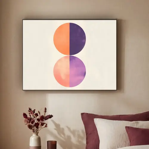 Abstract - Cirkels - Paars Textielframe zwart klein -sfeer1