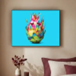 Drakenfruit - Blauw - Levendig Textielframe zwart klein -sfeer1