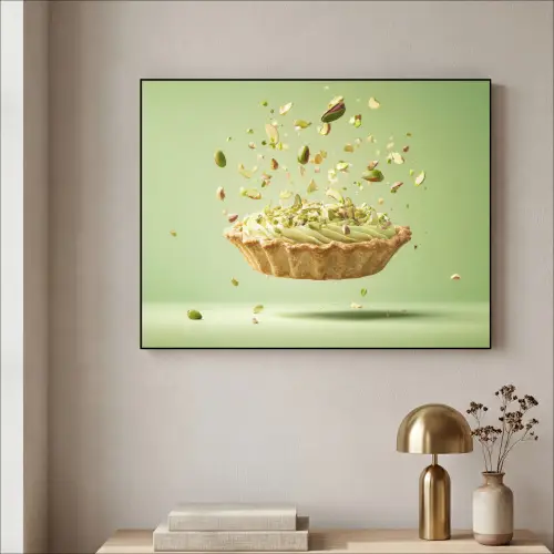 Pistache - Taart - Noten - Eten Textielframe - compleet frame klein -sfeer2