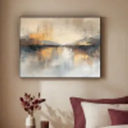 Abstract - Modern - Beige - Aesthetic - Goud Textielframe - compleet frame klein -sfeer1