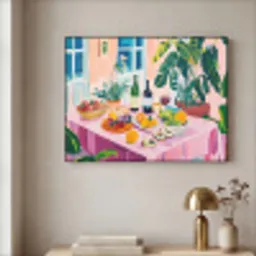 Tafel - Wijn - Fruit Textielframe zwart klein -sfeer2