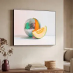 Disco - Discobal - Meloen - Pastel Textielframe zwart klein -sfeer3