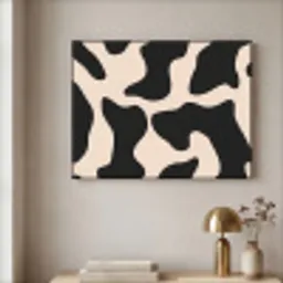 Vlekkenpatroon - Koe - Beige Textielframe zwart klein -sfeer2