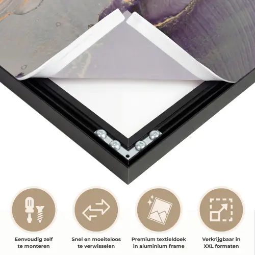 Goud - Paars - Marmer Textielframe zwart klein -USP_closeupNL