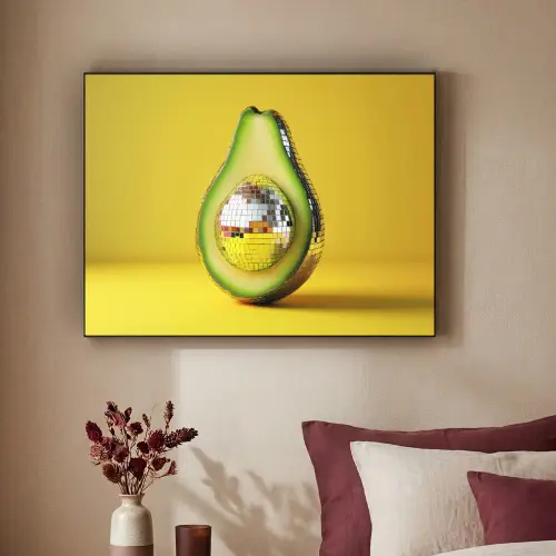 Avocado - Discobal - Geel - Glitter Textielframe - compleet frame klein -sfeer1